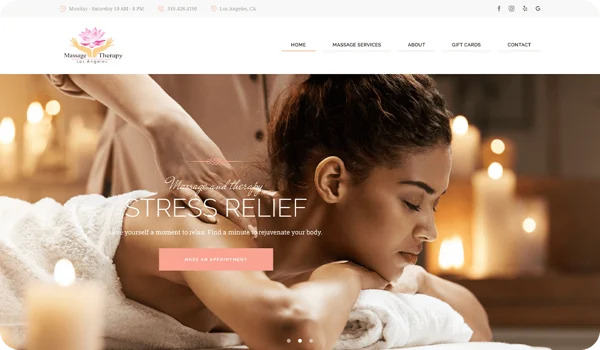 massage therapy website design