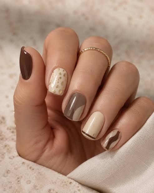 cream and gold nails